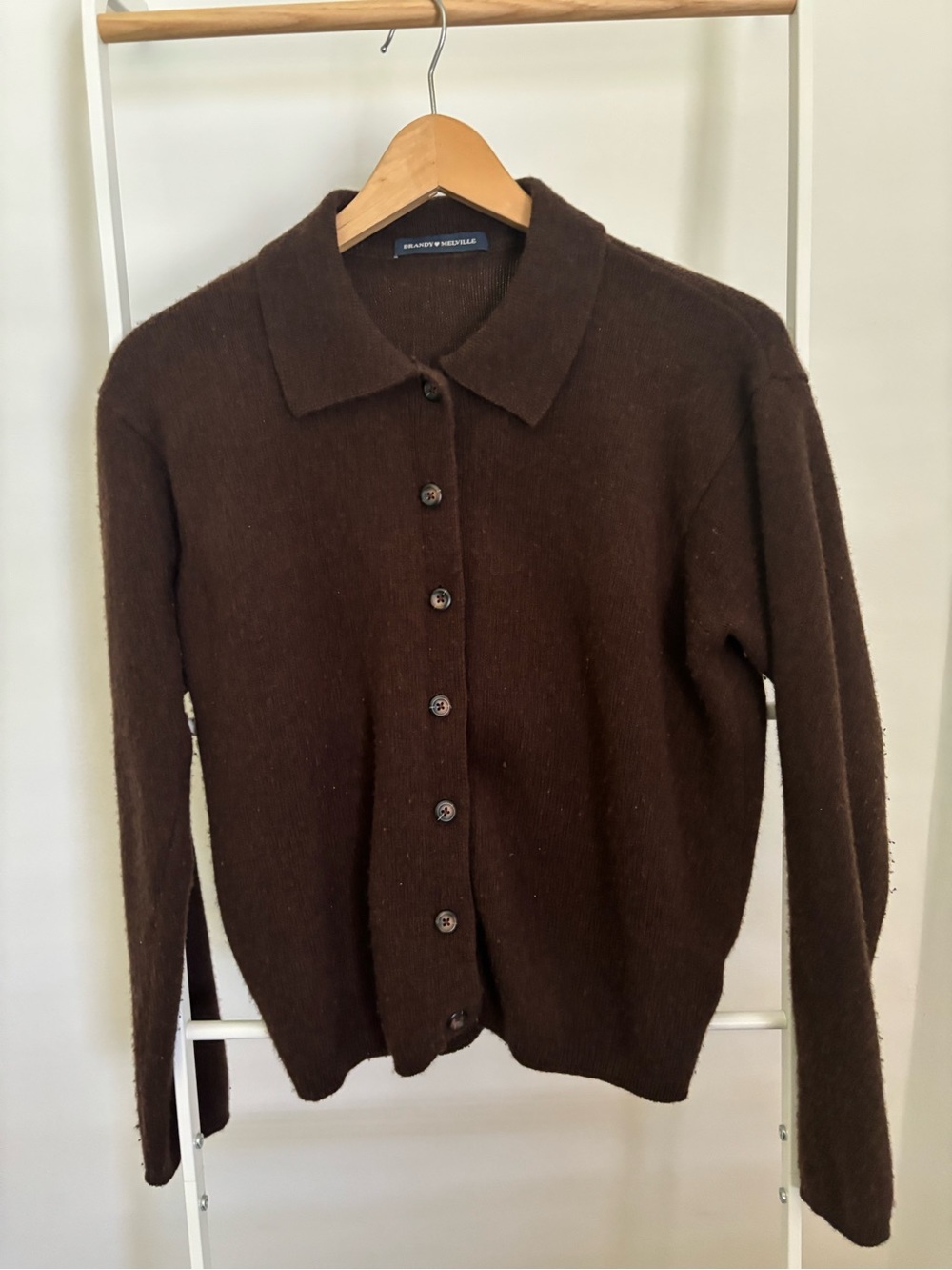 Brandy Melville Chocolate Brown Button-Up Collared Cardigan